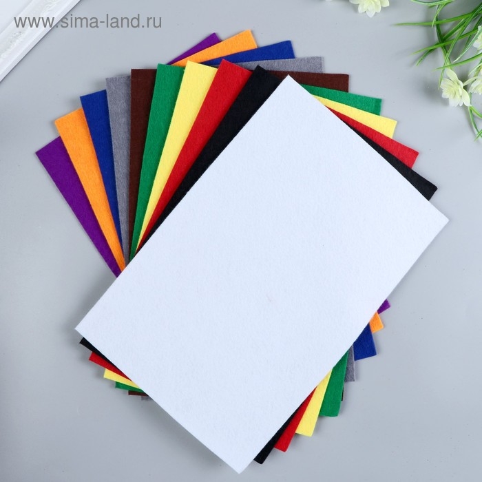 Набор  фетра (мягкий)  2 мм 20х30 см 10 листов цв. ассорти Набор  фетра (мягкий)  2 мм 20х30 см 10 листов цв. ассорти