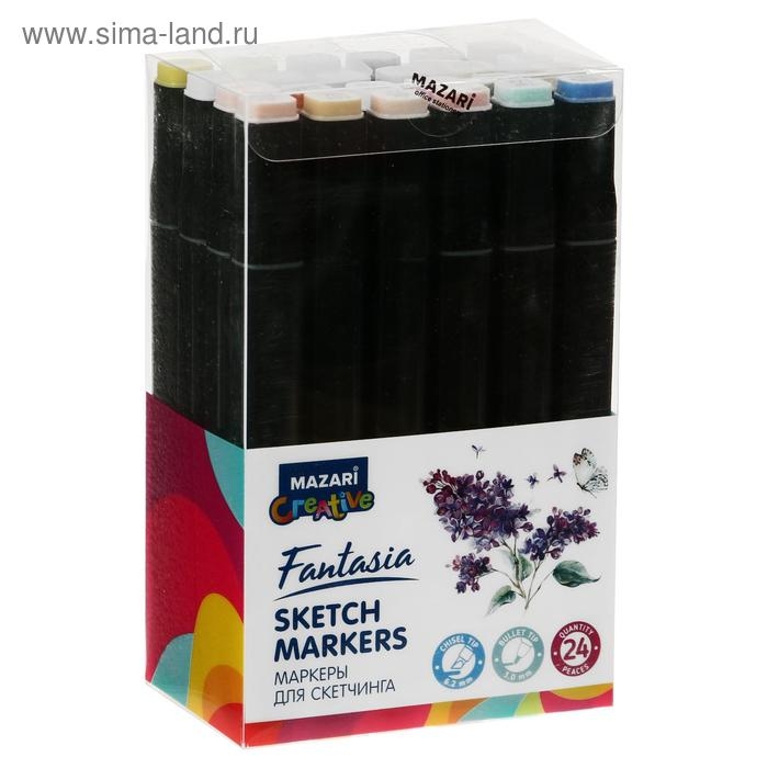 Маркеры для скетчинга двусторонние Mazari Fantasia 24 цвета Grey-Pastel colors (серо-пастельные цвета) Маркеры для скетчинга двусторонние Mazari Fantasia 24 цвета Grey-Pastel colors (серо-пастельные цвета)