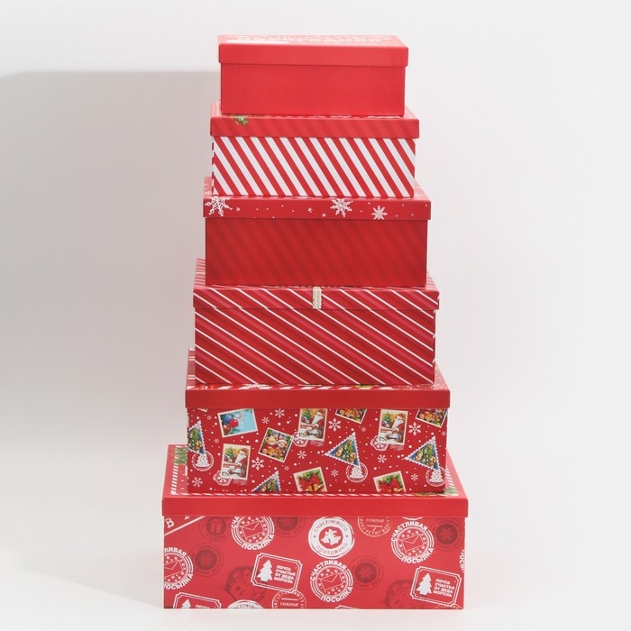 Набор подарочных коробок 6 в 1 «Почта», 20 х 12.5 х 7.5 ‒ 32.5 х 20 х 12.5 см, Новый год Набор подарочных коробок 6 в 1 «Почта», 20 х 12.5 х 7.5 ‒ 32.5 х 20 х 12.5 см, Новый год