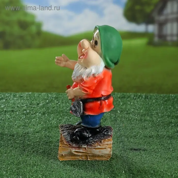 Садовая фигура "Гномик с лопатой" малый 15х12х30см