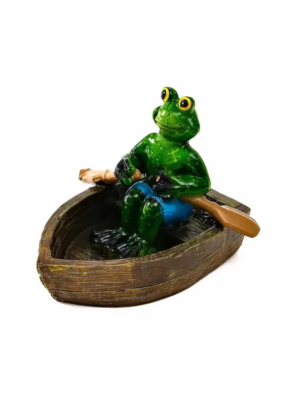 Садовая фигура из полистоуна &laquo;Лягушка в лодке&raquo;, 14&times;13&times;9.5 см, плавающая