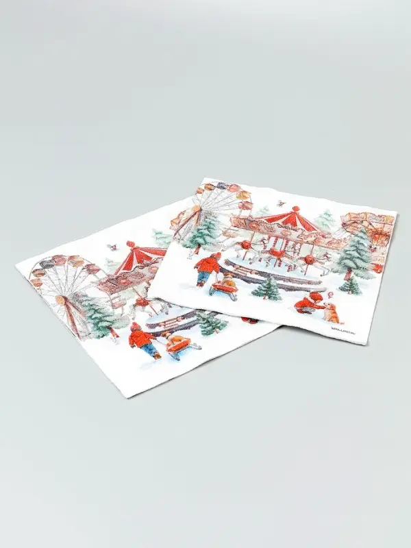 Салфетки бумажные двухслойные "Новогодние забавы", 33*33 см, набор 20 штук