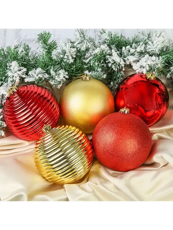 Ёлочные игрушки &laquo;Ассорти&raquo;, набор 5 шт., d=15 см, красный/золотистый
