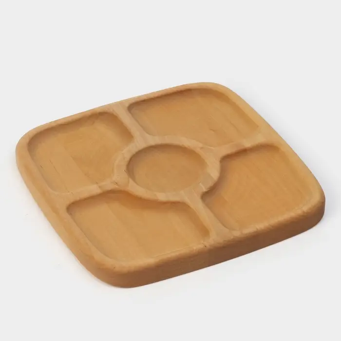 Подарочный набор посуды Adelica &laquo;Мечта хозяйки&raquo;, доска разделочная d=28 см, блюдо для подачи d=24 см, менажница d=20 см, подставка, дерево берёза