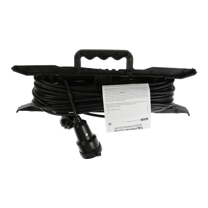 Удлинитель на каркасе Luazon Lighting ECO, 1 розетка, 20 м, 10 А, ПВС 3х0.75 мм2, с з/к,IP20 Удлинитель на каркасе Luazon Lighting ECO, 1 розетка, 20 м, 10 А, ПВС 3х0.75 мм2, с з/к,IP20