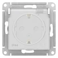 Розетка ATLASDESIGN AQUA с заземлением со шторками с крышкой 16А IP44 механизм белый