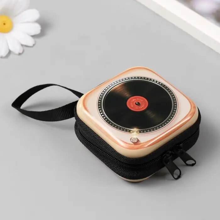 Шкатулка металл на молнии Шкатулка металл на молнии "Музыкальная пластинка" 7х7х3,3 см