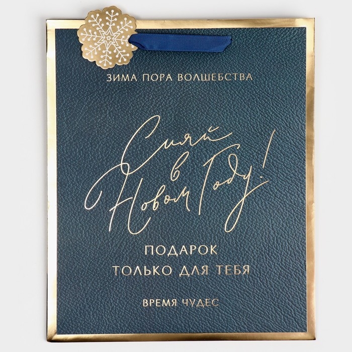 Пакет подарочный новогодний ламинированный «Сияй в Новом Году», 25,4 х 30,5 х12,7 см