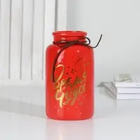 Ваза для цветов стекло новогодняя «Время чудес», цвет красный, высота 13,7 см