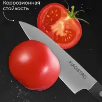 Нож кухонный овощной Magistro Hinshitsu, нержавеющая сталь, лезвие 10.6 см, длина 24 см, чёрный
