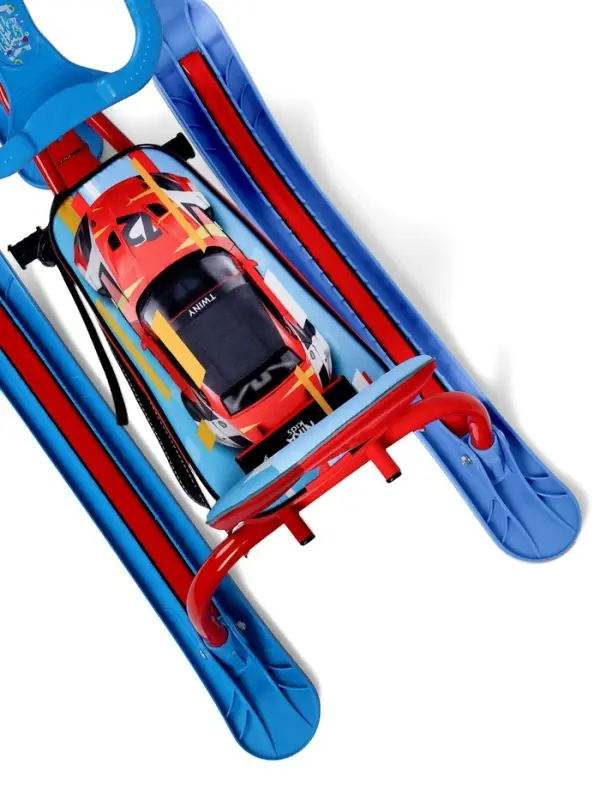 Снегокат &laquo;Twiny 1+&raquo; sportcar, со спинкой, голубой, красный, TW1+/SC Nika Kids