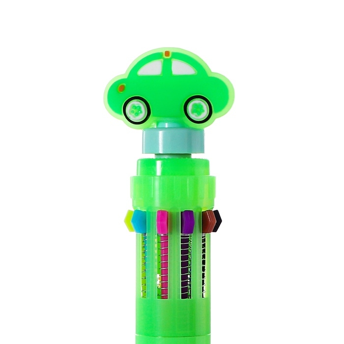 Многоцветная шариковая ручка Calligrata Многоцветная шариковая ручка Calligrata "Машинка-спиннер", автоматическая, 10-ти цветная, узел 0.7 мм, зелёная