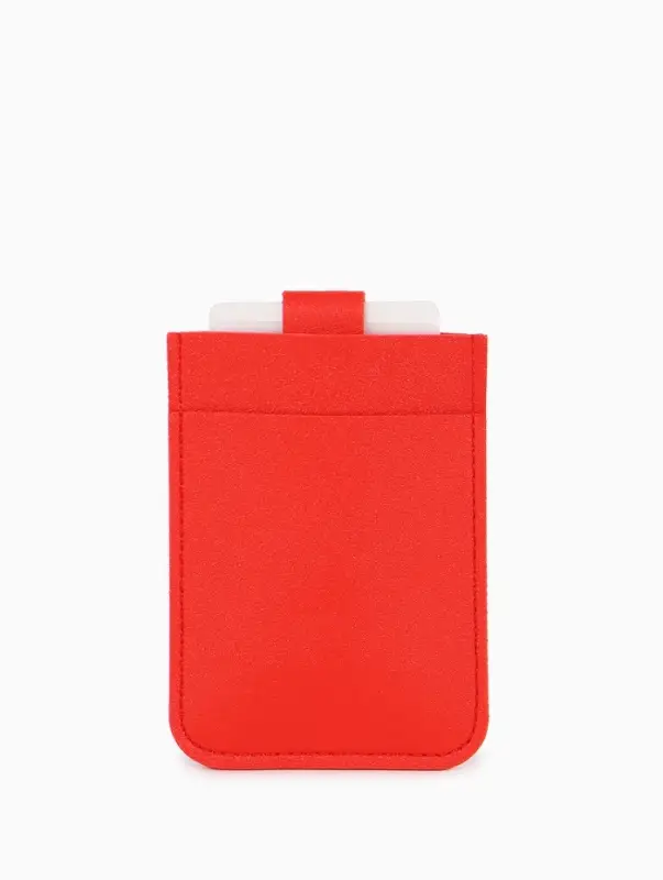 Картхолдер на кнопке, 5 карт, однотонный, красный
