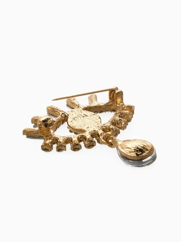 Брошь-оберг "Глаз", цвет бело-сний в золоте