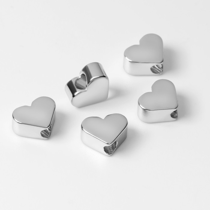 Бусина-разделитель родированная «Сердечко», 6×6 мм, d(вн.)=2мм, цвет серебро Бусина-разделитель родированная «Сердечко», 6×6 мм, d(вн.)=2мм, цвет серебро