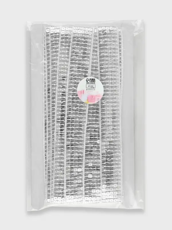 Лента декоративная с квадратными пайетками, 2.5 см, 9&plusmn;0.5 м, цвет серебряный