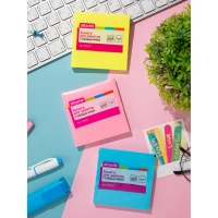 Стикеры Attache с клеевым краем 76х76, неон, розовый 100л