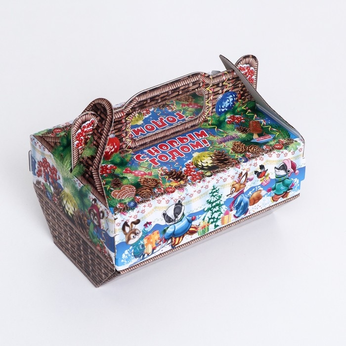Новый год. Подарочная коробка Новый год. Подарочная коробка "Лукошко" 28 x 15,1 x 20,8 см.