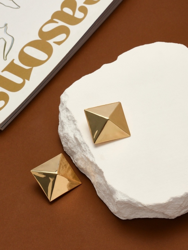 Клипсы «Тренд» квадрат, цвет золото