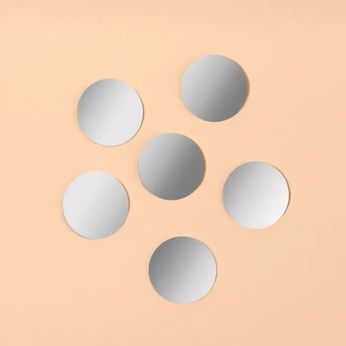 Зеркало настенное, круглое, акриловое, на клеевой основе, 6 шт., d=2 см