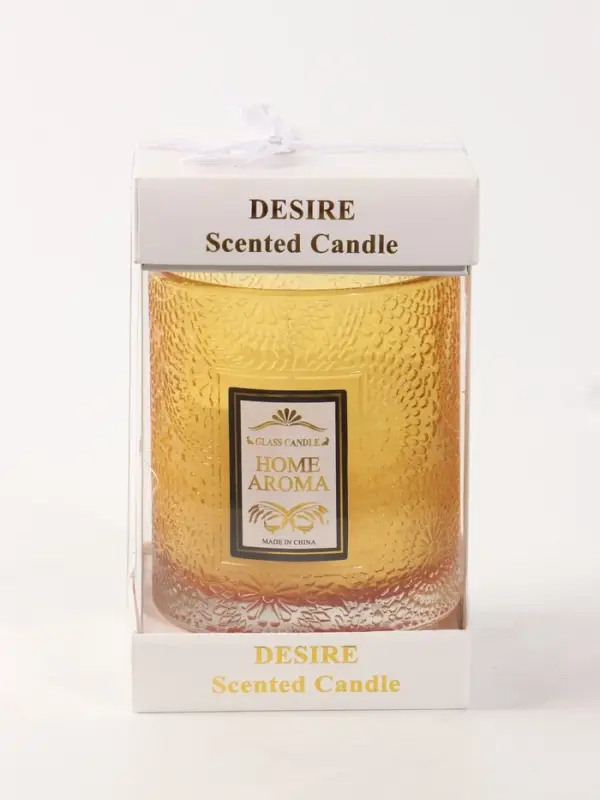 Свеча ароматическая в стекле HOME AROMA 200 г, 8.5&times;8.5&times;10 см, персик
