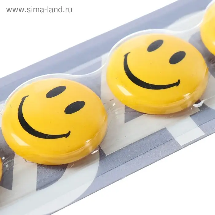 Магниты для досок  Магниты для досок "Смайлики" 40 мм, 4 штуки, GLOBUS желтые