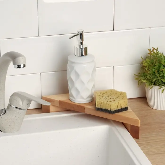 Угловая деревянная полка - подставка Adelica, 28&times;20&times;5 см, берёза