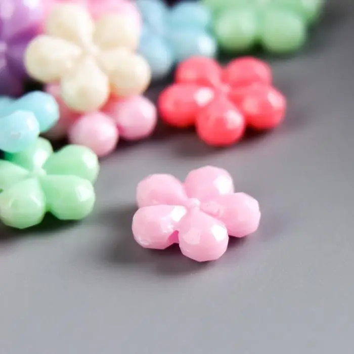 Бусины для творчества пластик «Цветы. Пастельные тона», набор 38 шт., 15 г, 1.3×1.3 см Бусины для творчества пластик «Цветы. Пастельные тона», набор 38 шт., 15 г, 1.3×1.3 см