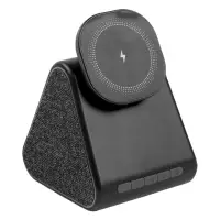 Колонка с зарядной станцией, 3 A, 15 Вт, беспроводная зарядка, кабель USB-Type-C, чёрная