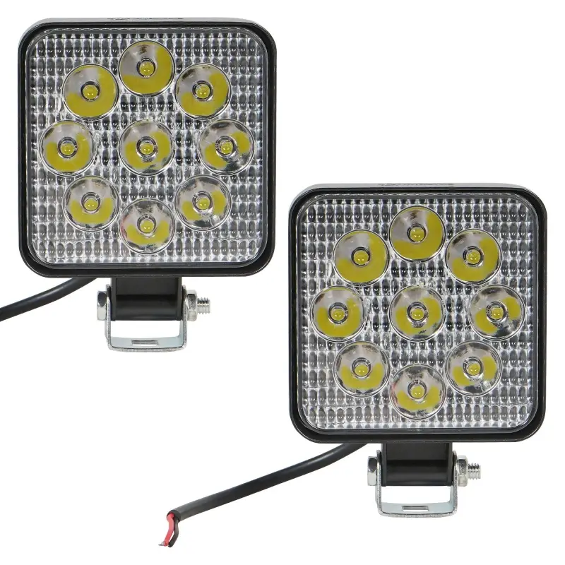Фара светодиод. квадратная, 9LED, дальний свет, 9Вт, 83х83х22мм, 12В, кмпл. 2шт., STANDARD