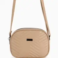 Сумка женская кросс-боди на молнии, 19&times;7&times;15 см, бежевая