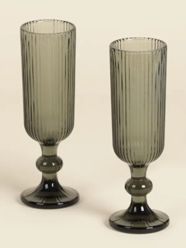 Бокалы для шампанского SL Home &laquo;Модерн&raquo;, 150 мл, 5.5&times;18.5 см, набор 2 шт., стекло, графитовые