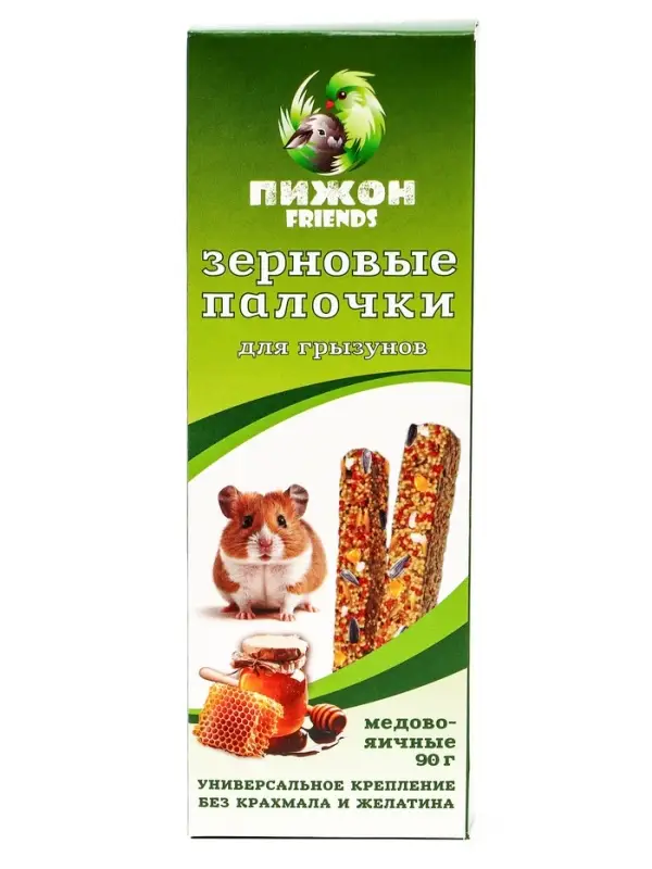 Зерновые палочки &laquo;Пижон&raquo; для грызунов, медово-яичные, 2 шт., 90 г