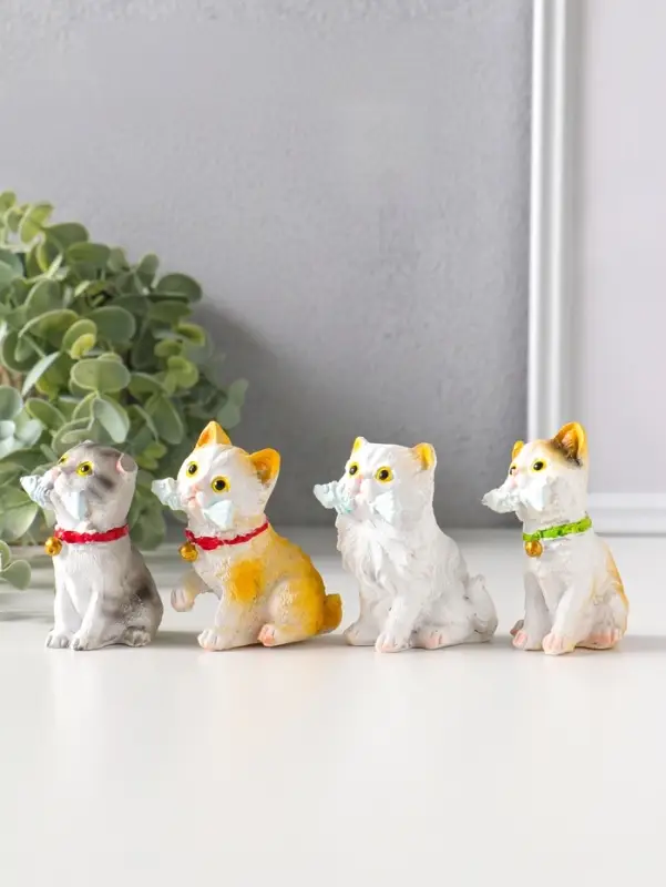 Набор фигурок 4 шт. полистоун &laquo;Котятки с рыбьими скелетами&raquo;, 4&times;5&times;6.5 см