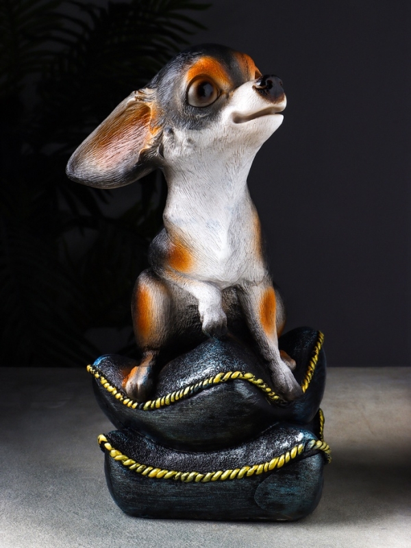 Фигура "Чихуа на подушке" 33х20х20 см, чёрный