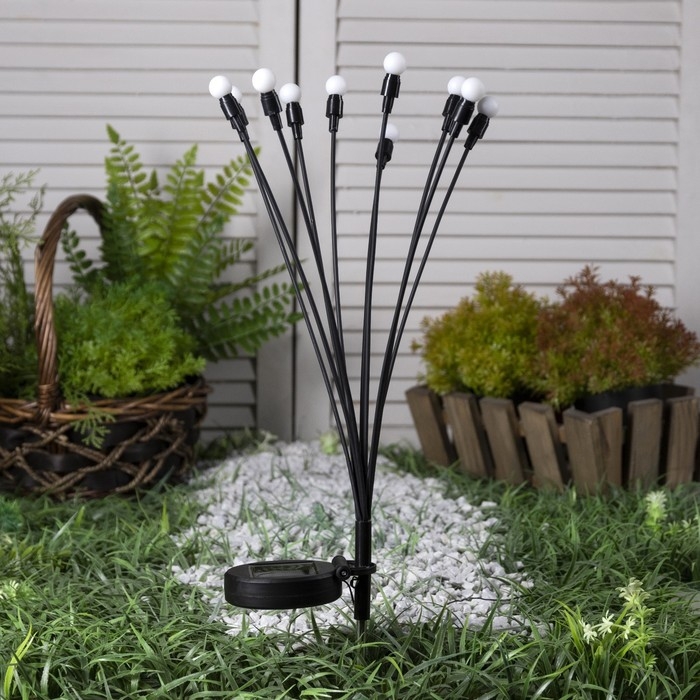 Садовый светильник на солнечной батарее «Шарики», 68 см, 10 LED, свечение мульти