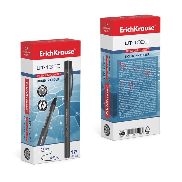 Ручка-роллер ErichKrause  Ручка-роллер ErichKrause "UT-1300", узел 0.7 мм, чернила черные, мягкое, тонкое и чистое письмо
