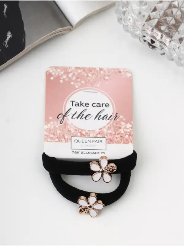 Резинки для волос «Грейс», набор 2 шт., цветок, 3.5 см, чёрные