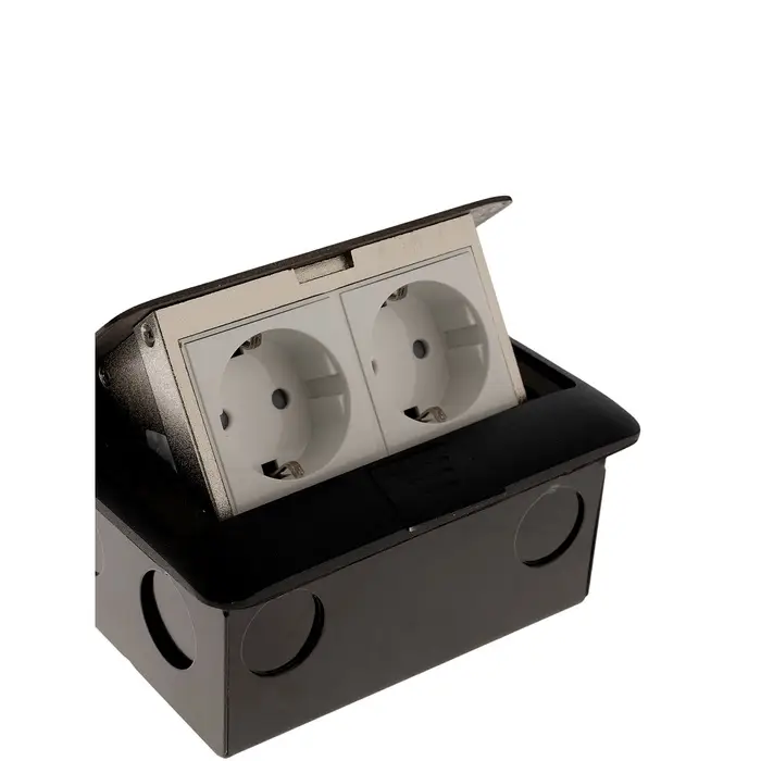 Розетка выдвижная, 16 А, двухместная, чёрная