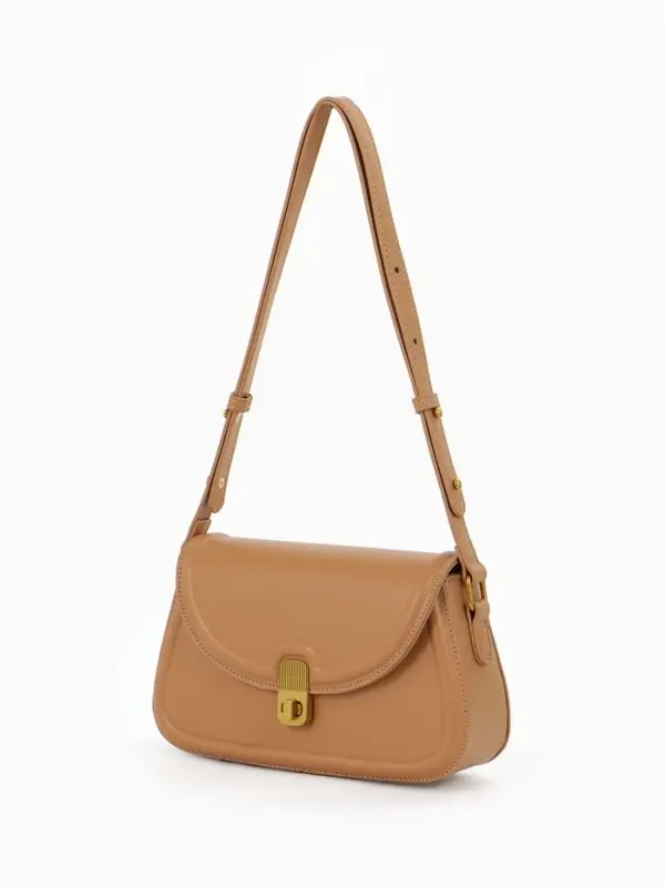 Сумка женская мессенджер TEXTURA на клапане, 23&times;6&times;13 см, тёмно-бежевая