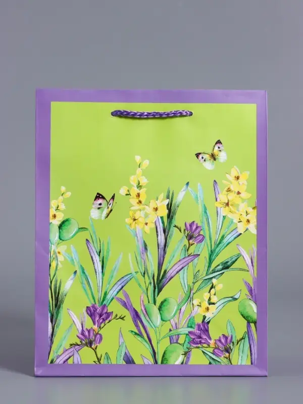 Пакет подарочный ламинированный, "Цветочное поле" 18 х 22,3 х 10 см