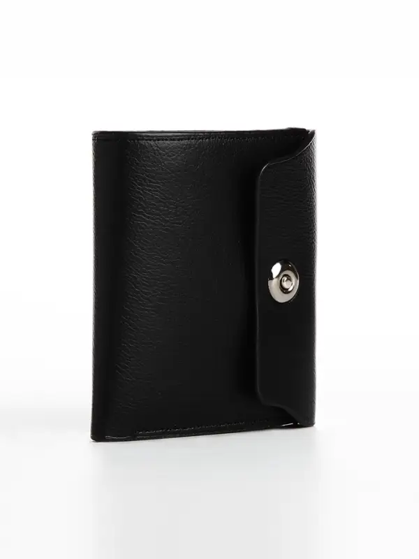 Портмоне мужское на магните, три сложения, отдел для купюр, для карт, для монет, чёрное