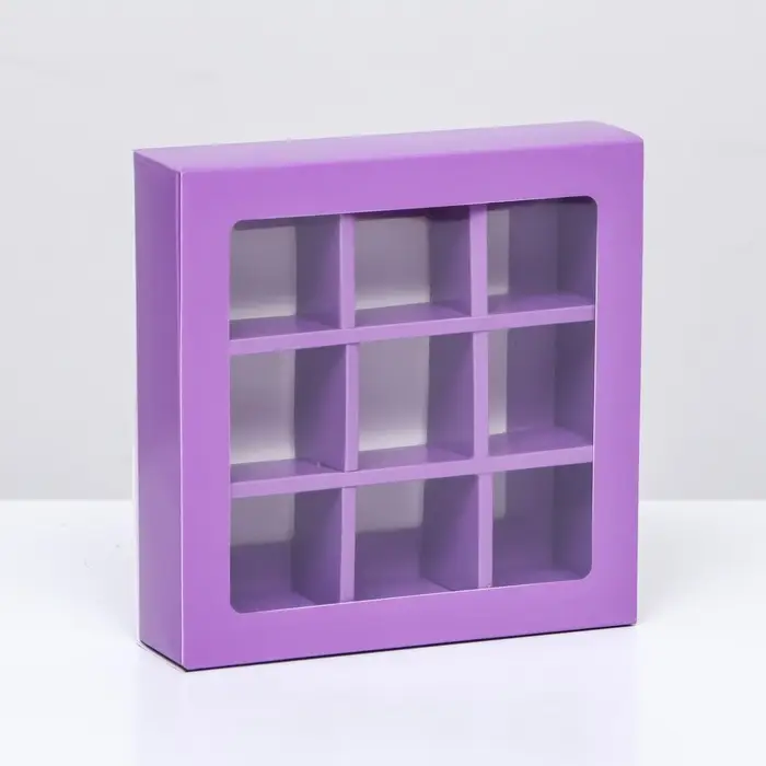 Коробка для 9 конфет, сиреневый, 13.5&times;13.5&times;3.5 см