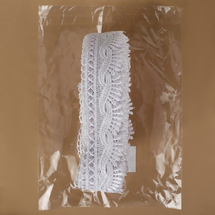 Кружево гипюровое, 42 мм × 11 ± 1 м, цвет белый Кружево гипюровое, 42 мм × 11 ± 1 м, цвет белый