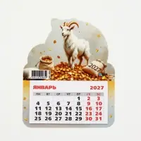 Календарь 2027, на магните, фигурный &laquo;Богатый козлик&raquo;