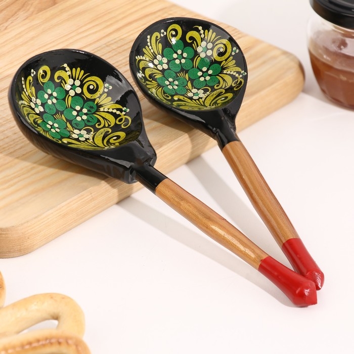 Ложка полубаская с росписью, 19×6 см, микс Ложка полубаская с росписью, 19×6 см, микс