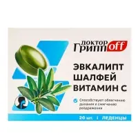 Леденцы Эвкалипт, Шалфей, Витамин С &laquo;Доктор ГриппOFF&raquo;, 20 штук