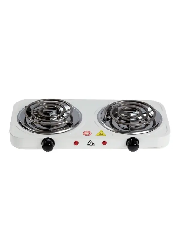 Плитка электрическая Luazon LHP-003, 2 конфорки, 2000 Вт, нагреватель спираль, белая