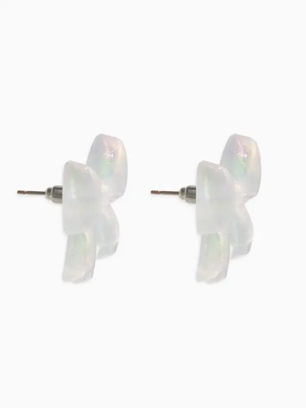 Серьги пластик &laquo;Бантик&raquo;, перламутровый, белые, радужные