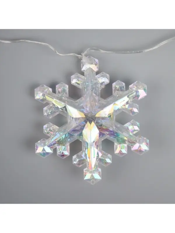 Гирлянда &laquo;Нить-грозди&raquo; 120 см, прозрачная нить, &laquo;Снежинки&raquo;, 30 LED, 4.5В, от батареек AAх3, свечение тёплое белое